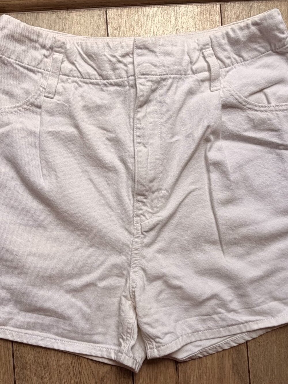 Uniqlo High Waisted White Denim Shorts